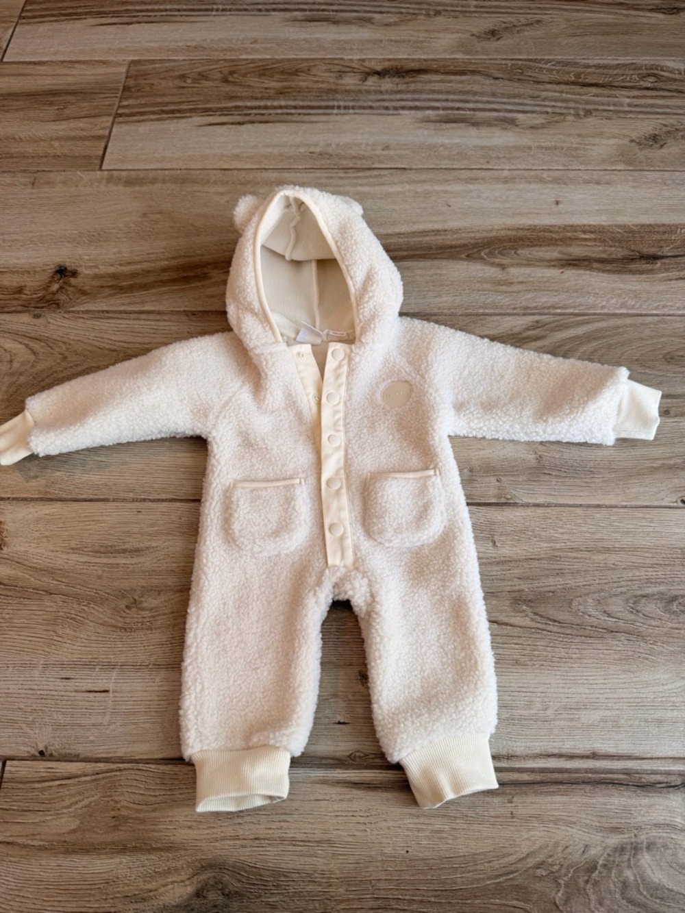 Jamie Kay Cream Sherpa Hooded Baby One-Piece